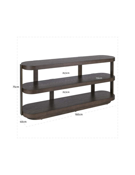 Console 3 niveaux bois brun et métal bronze 160x40x75 cm Ellington Richmond Interiors - 8