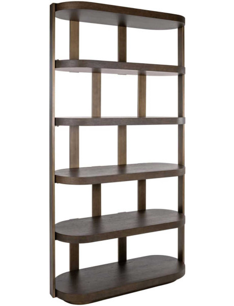 Bibliothèque ouverte design 6 niveaux chêne brun et métal 120x45x220 cm Ellington Richmond Interiors - 1