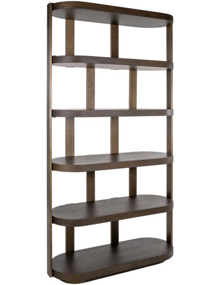 Bibliothèque ouverte design 6 niveaux chêne brun et métal 120x45x220 cm Ellington Richmond Interiors - 1