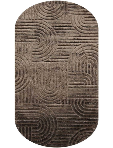 Tapis ovale marron chocolat à relief géométrique 200x350 cm Liff Richmond Interiors - 1