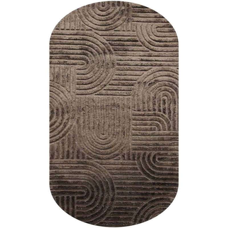 Tapis ovale marron chocolat à relief géométrique 200x350 cm Liff Richmond Interiors - 1