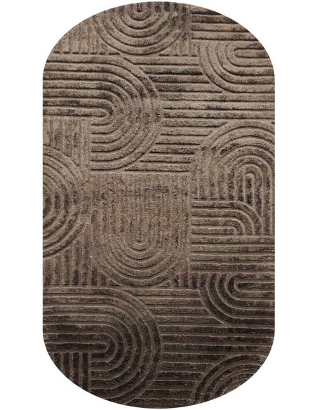 Tapis ovale marron chocolat à relief géométrique 200x350 cm Liff Richmond Interiors - 1