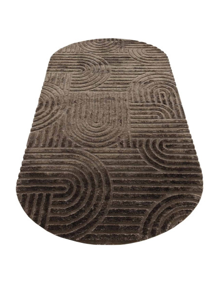 Tapis ovale marron chocolat à relief géométrique 200x350 cm Liff Richmond Interiors - 2