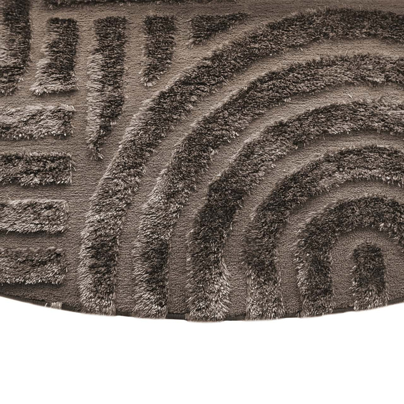 Tapis ovale marron chocolat à relief géométrique 200x350 cm Liff Richmond Interiors - 3