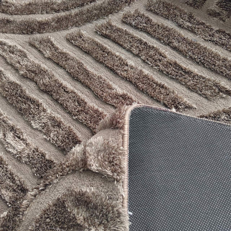 Tapis ovale marron chocolat à relief géométrique 200x350 cm Liff Richmond Interiors - 4
