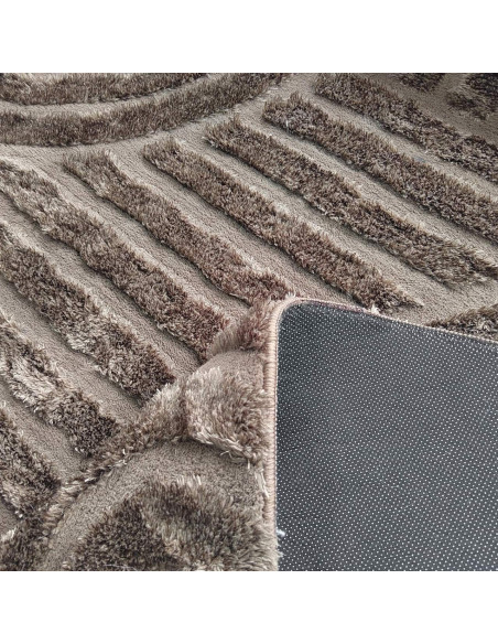 Tapis ovale marron chocolat à relief géométrique 200x350 cm Liff Richmond Interiors - 4