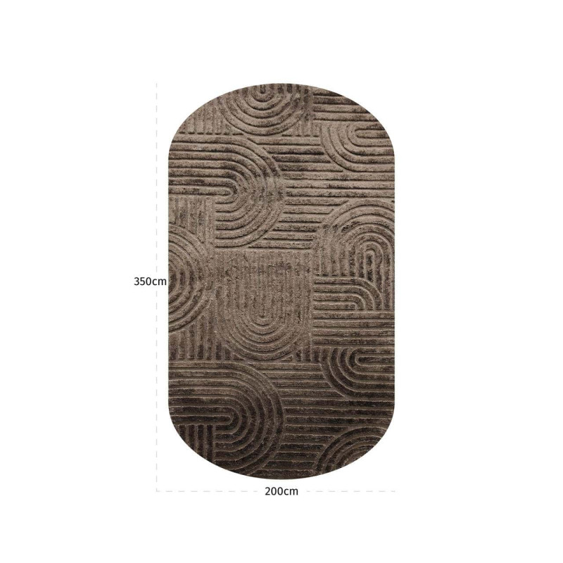 Tapis ovale marron chocolat à relief géométrique 200x350 cm Liff Richmond Interiors - 5