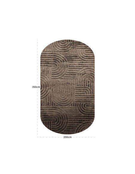Tapis ovale marron chocolat à relief géométrique 200x350 cm Liff Richmond Interiors - 5