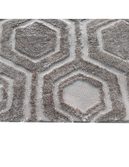 Tapis géométrique hexagonal marron taupe en polyester 200x290 cm Odin  - 3