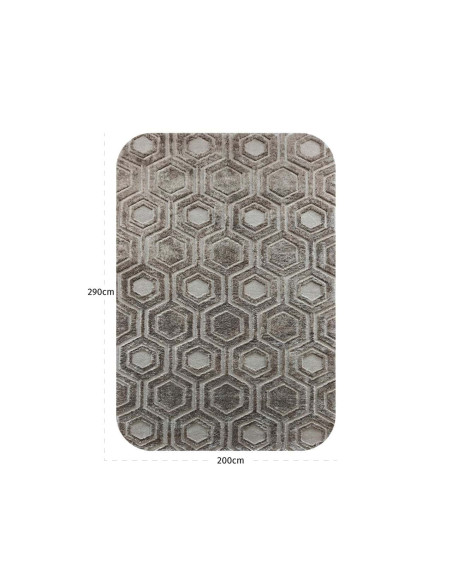 Tapis géométrique hexagonal marron taupe en polyester 200x290 cm Odin  - 5