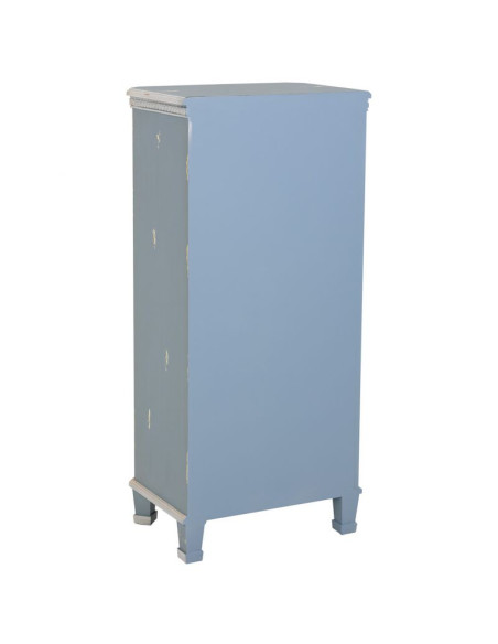 Chiffonnier 5 tiroirs bleu ciel patiné en sapin 50x35x110 cm Dazua  - 4