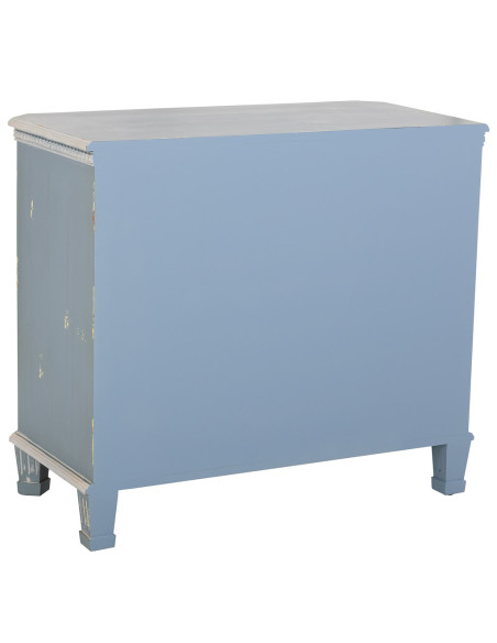 Commode 3 tiroirs bleu patiné en sapin 92x46x81 cm Dazua  - 4