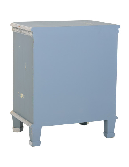 Table de chevet 3 tiroirs en sapin bleu patiné 50x35x60 cm Dazua  - 4