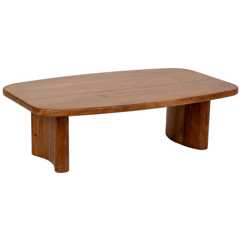 Table basse organique en acacia massif brun miel 130x80 cm Jipur  - 1