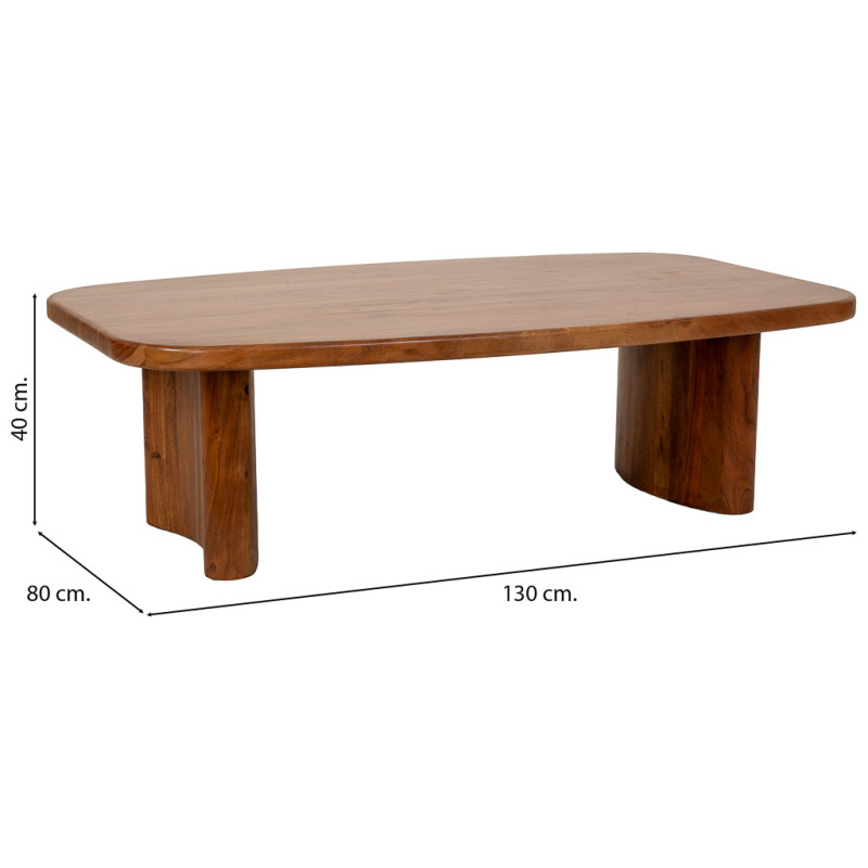 Table basse organique en acacia massif brun miel 130x80 cm Jipur  - 7