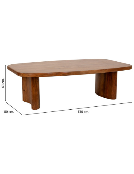 Table basse organique en acacia massif brun miel 130x80 cm Jipur  - 7