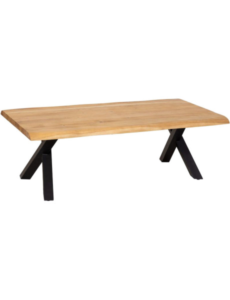 Table basse industrielle acacia massif doré et métal noir 140 cm Fameo  - 1