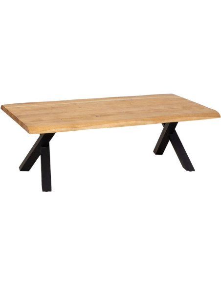 Table basse industrielle acacia massif doré et métal noir 140 cm Fameo  - 1