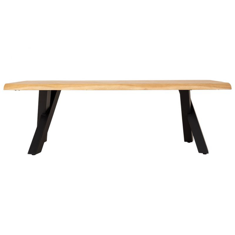 Table basse industrielle acacia massif doré et métal noir 140 cm Fameo  - 2
