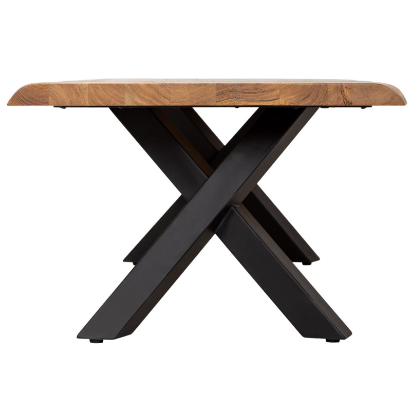 Table basse industrielle acacia massif doré et métal noir 140 cm Fameo  - 3
