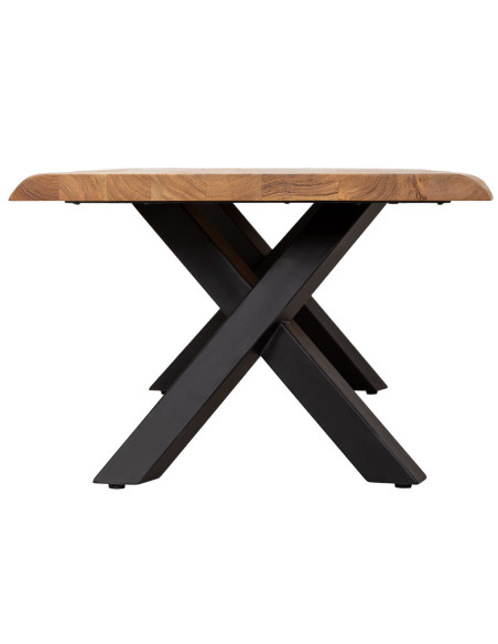 Table basse industrielle acacia massif doré et métal noir 140 cm Fameo  - 3