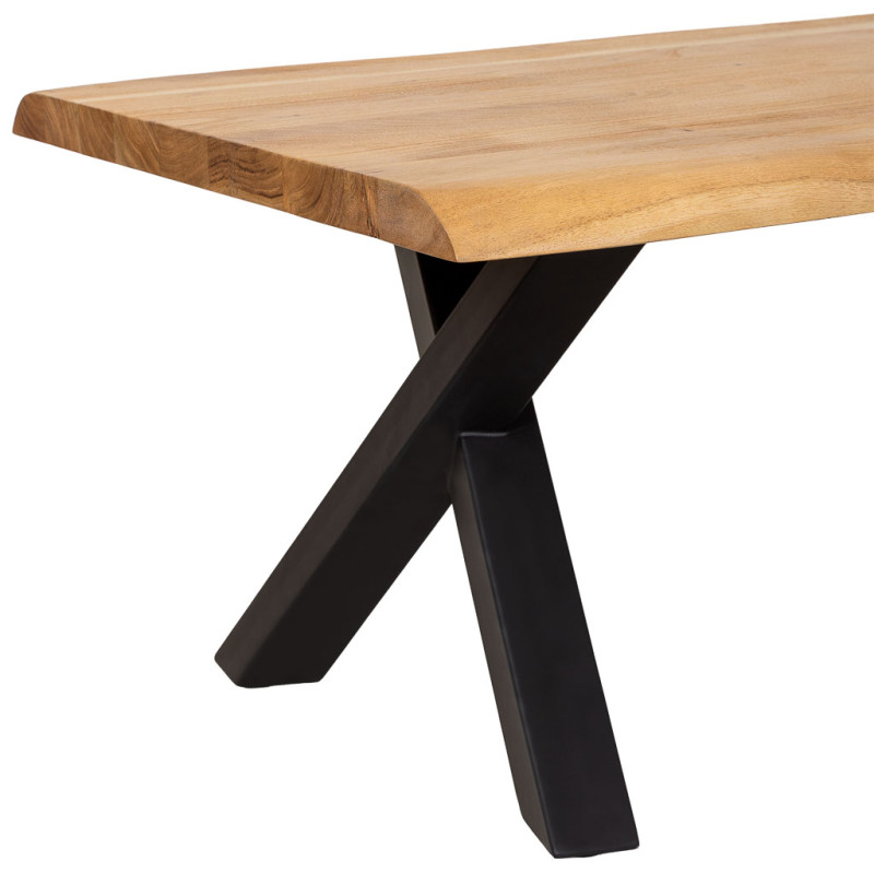 Table basse industrielle acacia massif doré et métal noir 140 cm Fameo  - 5