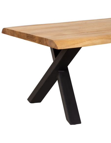 Table basse industrielle acacia massif doré et métal noir 140 cm Fameo  - 5