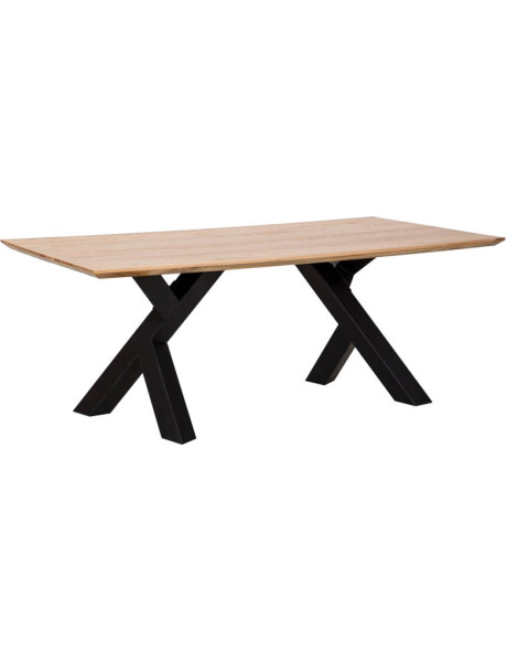 Table à manger industrielle bois naturel et métal noir 200 cm Fameo  - 1