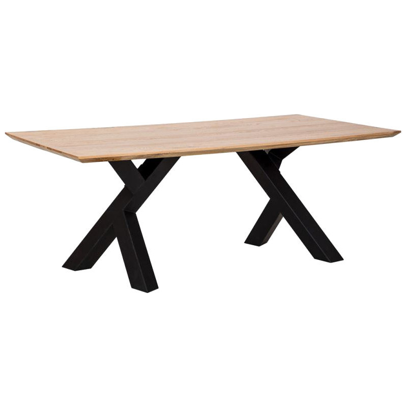 Table à manger industrielle bois naturel et métal noir 200 cm Fameo  - 1
