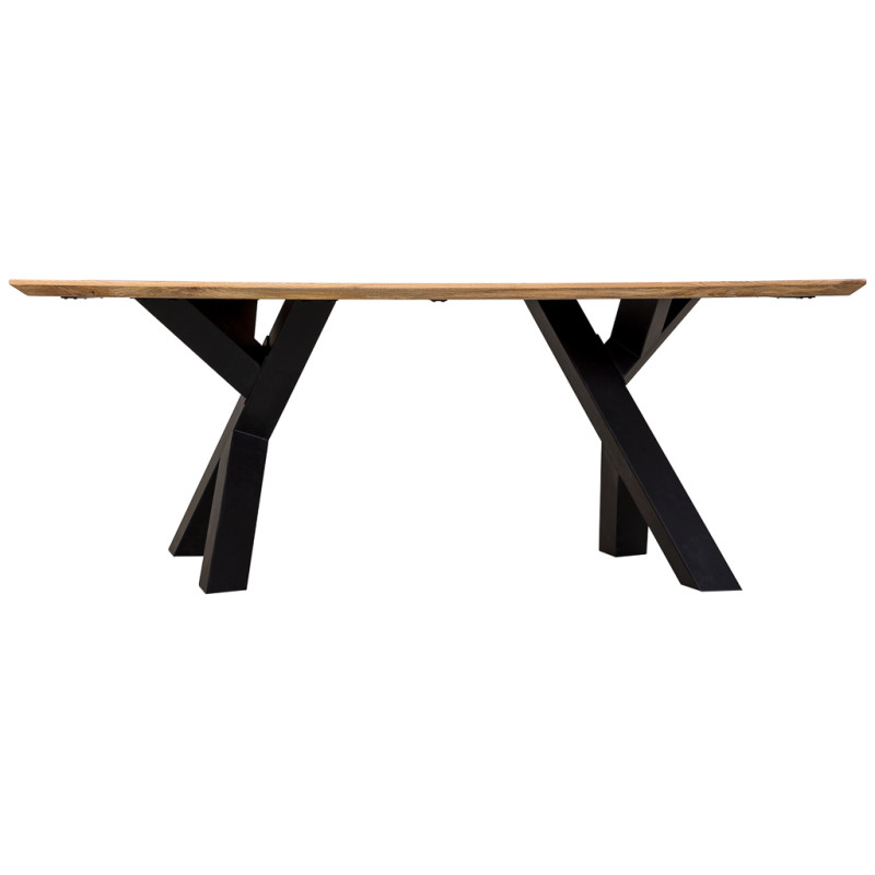 Table à manger industrielle bois naturel et métal noir 200 cm Fameo  - 2