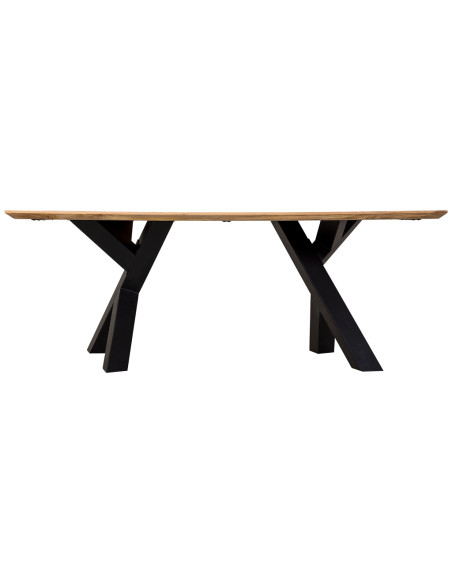 Table à manger industrielle bois naturel et métal noir 200 cm Fameo  - 2