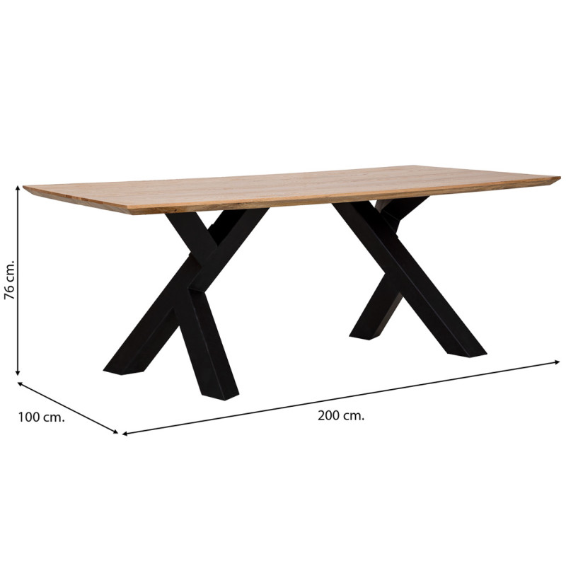 Table à manger industrielle bois naturel et métal noir 200 cm Fameo  - 9