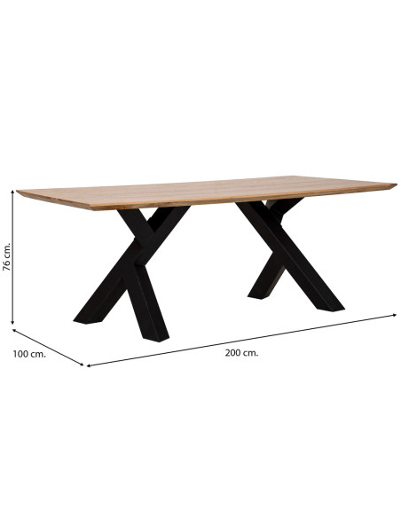 Table à manger industrielle bois naturel et métal noir 200 cm Fameo  - 9