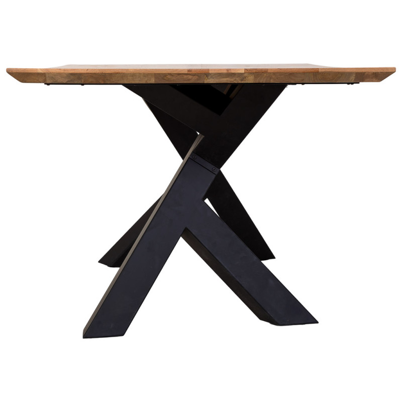 Table à manger industrielle bois naturel et métal noir 200 cm Fameo  - 3