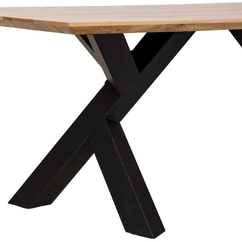 Table à manger industrielle bois naturel et métal noir 200 cm Fameo  - 4