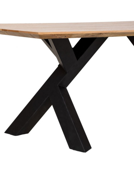Table à manger industrielle bois naturel et métal noir 200 cm Fameo  - 4