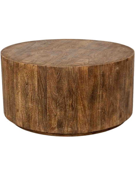 Table basse ronde en manguier massif brun 95 cm Benae  - 1