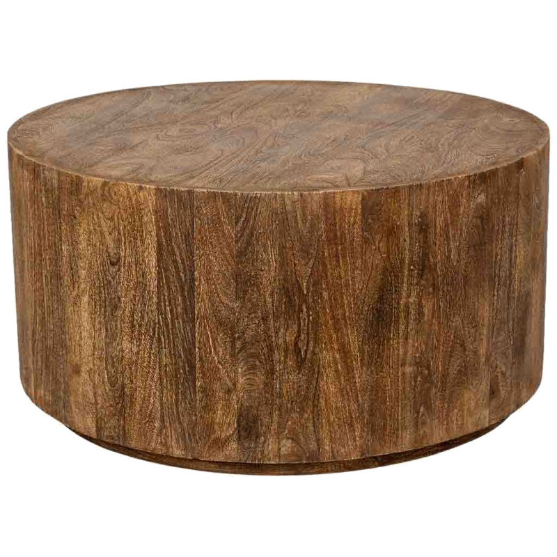 Table basse ronde en manguier massif brun 95 cm Benae  - 1