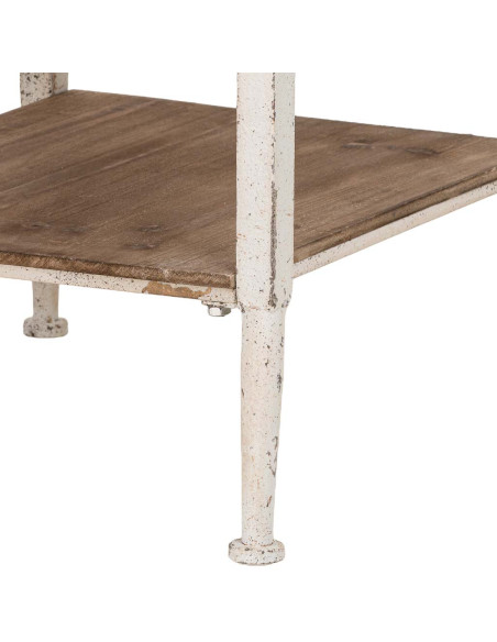 Bout de canapé carré bois brun et métal patiné 50x50x53 cm Palae  - 5