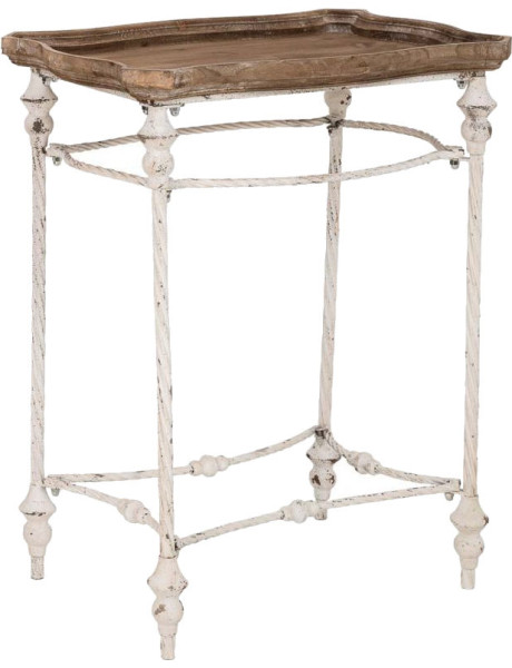 Table d'appoint haute bois brun et fer patiné 65x45x83 cm Mevaa  - 1