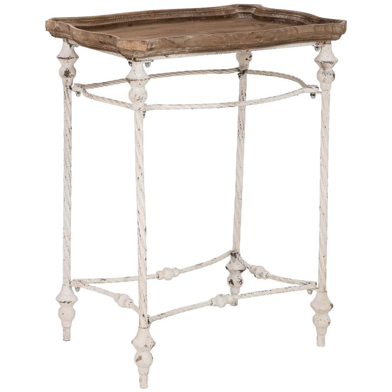 Table d'appoint haute bois brun et fer patiné 65x45x83 cm Mevaa  - 1