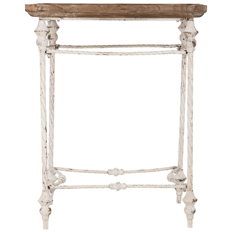 Table d'appoint haute bois brun et fer patiné 65x45x83 cm Mevaa  - 2