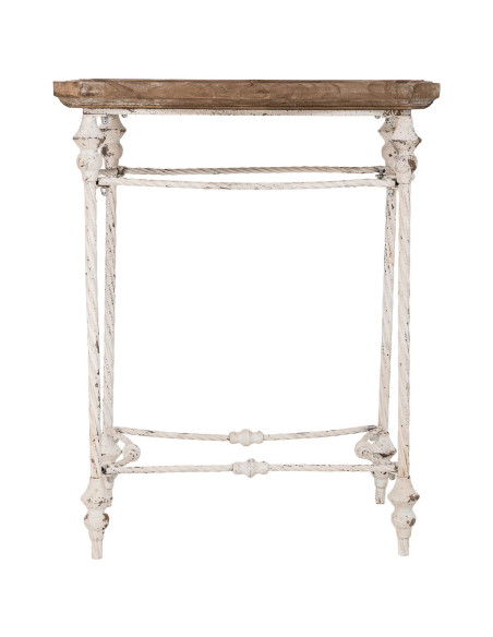 Table d'appoint haute bois brun et fer patiné 65x45x83 cm Mevaa  - 2