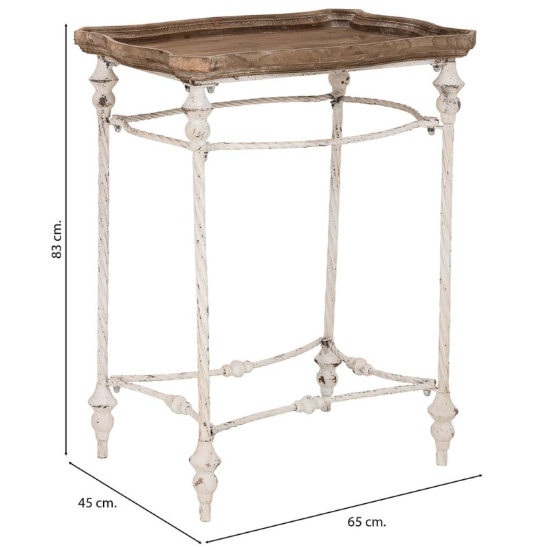 Table d'appoint haute bois brun et fer patiné 65x45x83 cm Mevaa  - 7