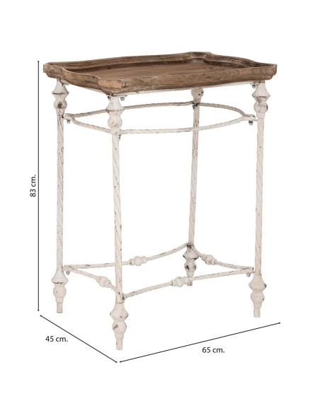 Table d'appoint haute bois brun et fer patiné 65x45x83 cm Mevaa  - 7