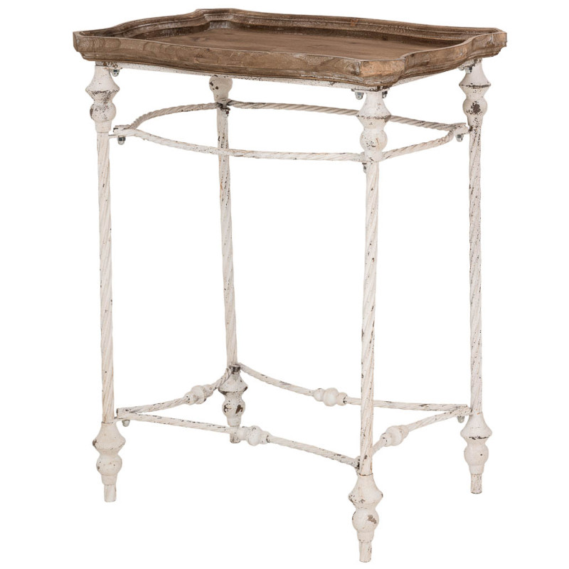 Table d'appoint haute bois brun et fer patiné 65x45x83 cm Mevaa  - 3