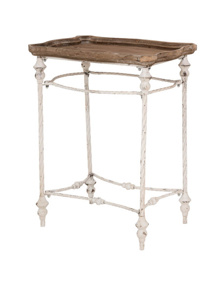 Table d'appoint haute bois brun et fer patiné 65x45x83 cm Mevaa  - 3