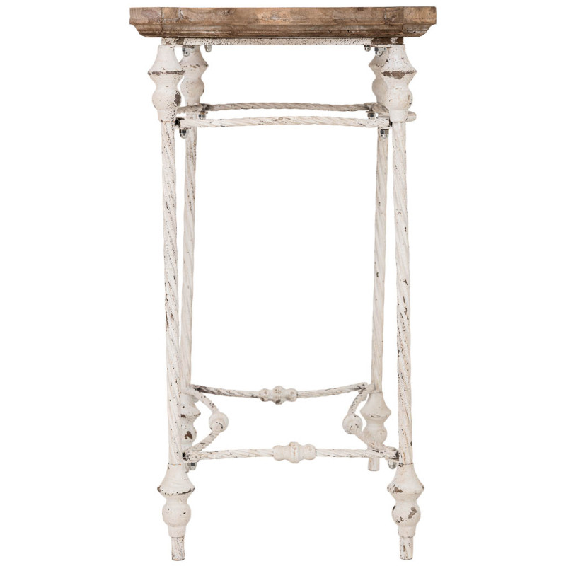 Table d'appoint haute bois brun et fer patiné 65x45x83 cm Mevaa  - 4