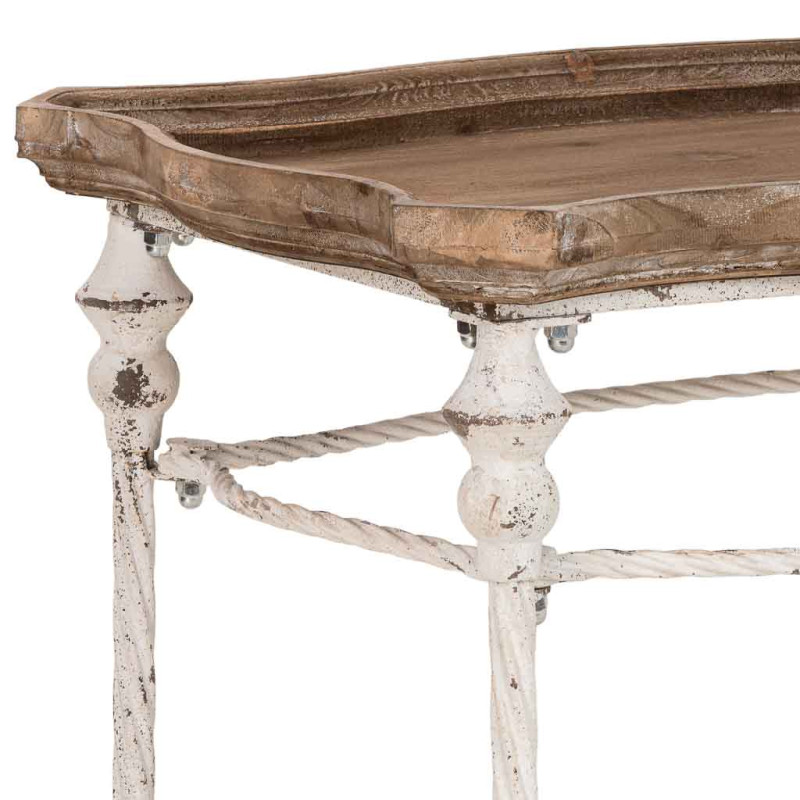 Table d'appoint haute bois brun et fer patiné 65x45x83 cm Mevaa  - 5