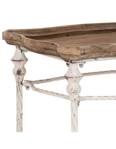 Table d'appoint haute bois brun et fer patiné 65x45x83 cm Mevaa  - 5